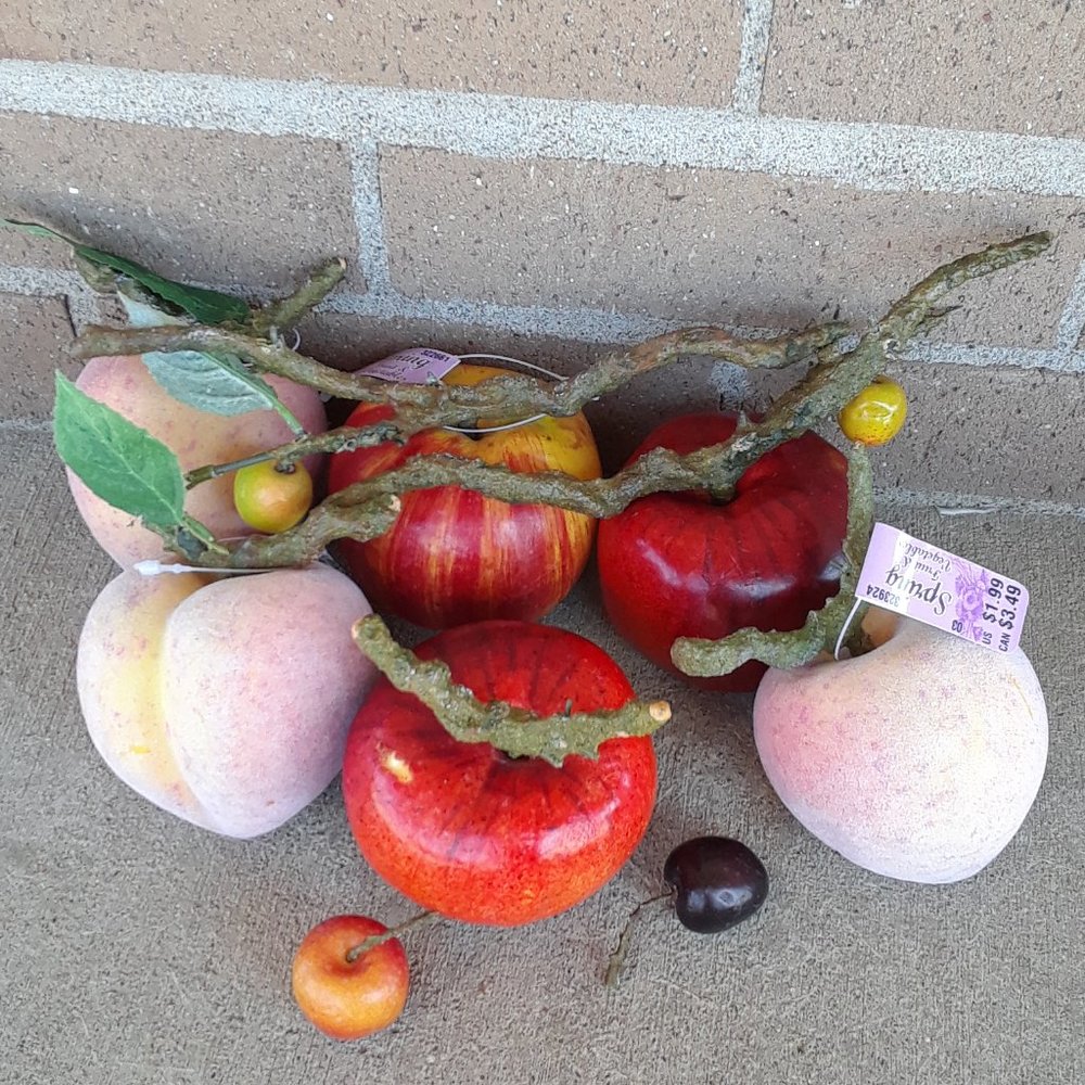 Fruit Decorative Faux Realistic Apples N Peaches